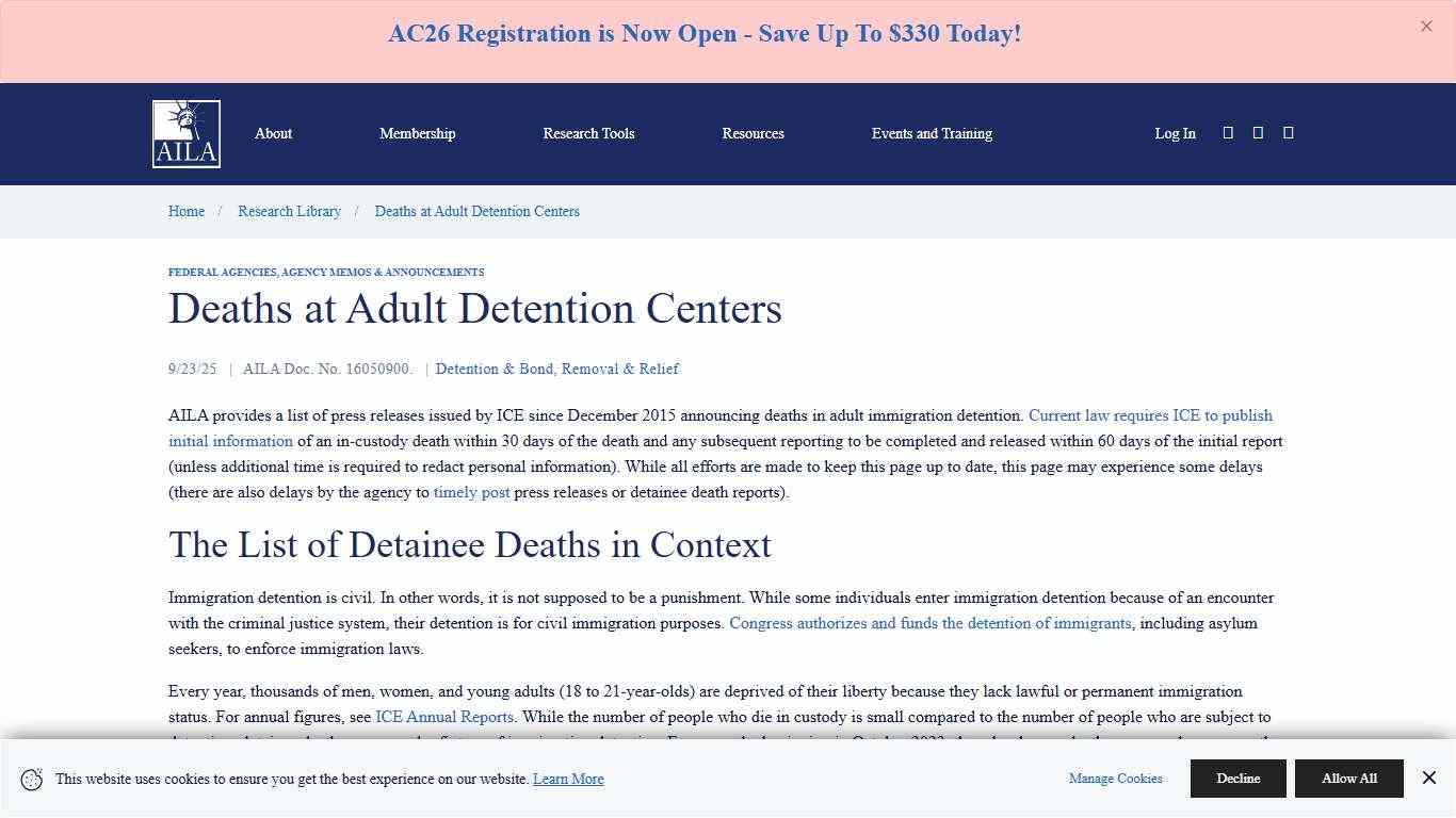 Deaths at Adult Detention Centers